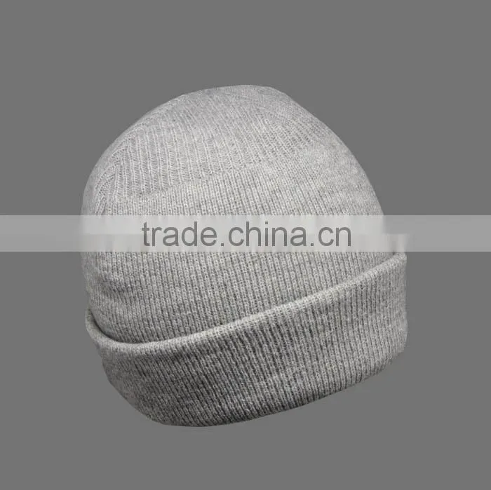 CUSTOM GREY WOOL WINTER HATS WITH EMBOSS PATCH