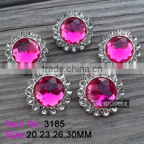 Hot sale new style acrylic rhinestone button flower shape sewing silver plating for flower center DIY crafts