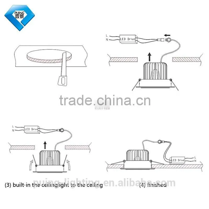 Epistar die-casting round led ceiling light 9W high lumen down light