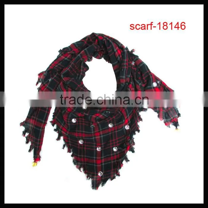 fashion office lady triangle&square plaid printed scarf wholesale
