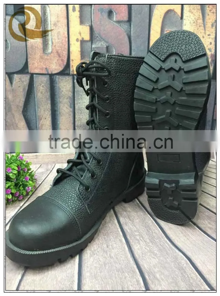 Hot sale black leather army military combat tactical boots for man