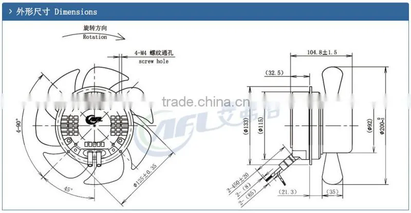 EC 200mm Industrial axial fans china