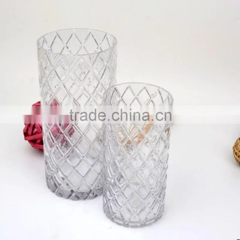 Unique Hand Blown Decorative Cylinder Clear Oval Shaped Glass Bud Vases