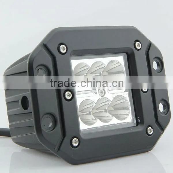 12V 24V Flush Mount 18W Led Work Light with Sopt/Flood Beam for Jeep Wrangler, SUV, Truck