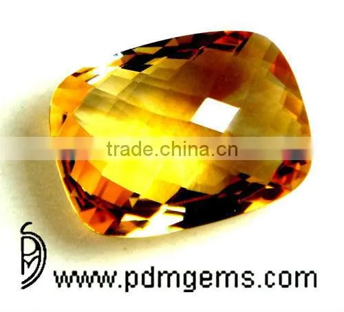 Citrine Semi Precious Gemstone Cushion Checker Briolette For Finger Gold Rings From Wholesaler