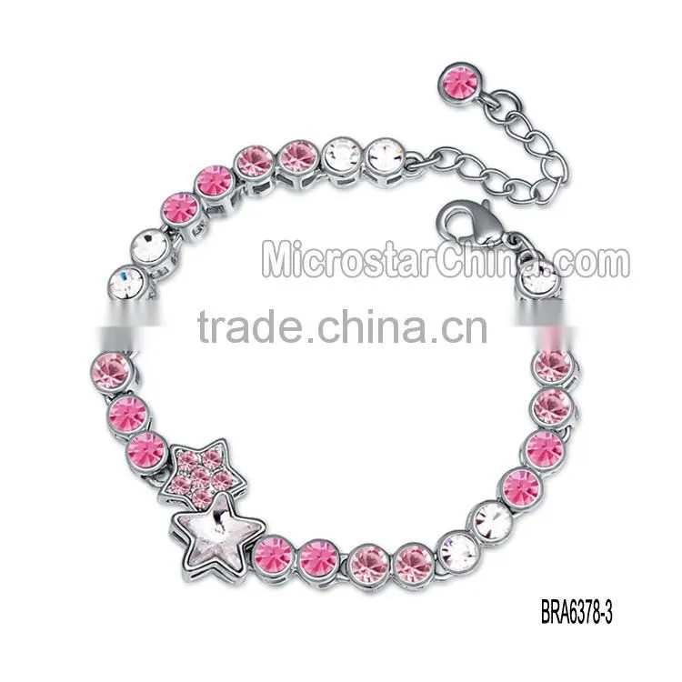 Clover Austrian alloy leather crystal bracelet