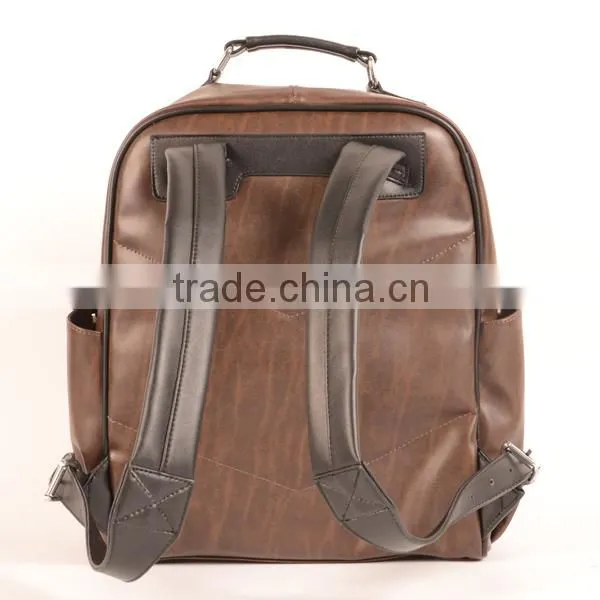 Fashion PU leather designer man laptop backpack bag