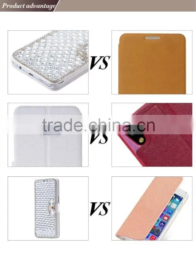 Luxury Leather Bling Crystal Diamond Bow Wallet Case for S7/S7 edge .For iphone 6/6s bling crystal wallet case