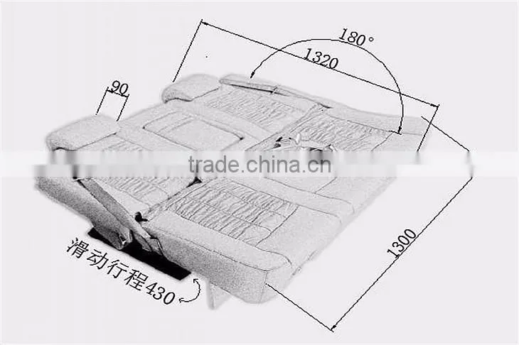 Rear 3 seater sofa parts with recliner for motor homes MPV