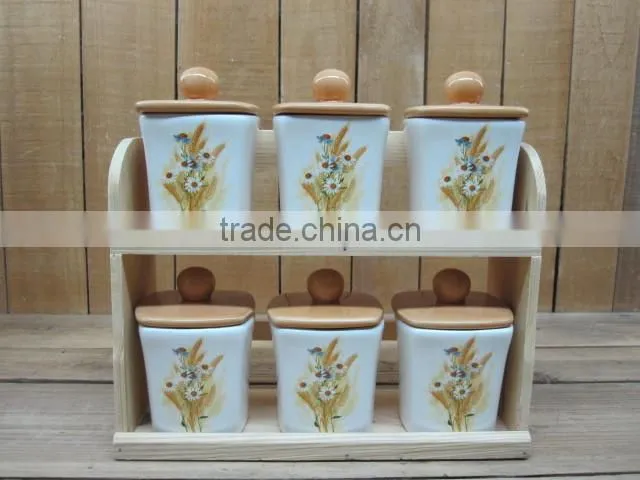 Decorative salt and pepper ceramic shaker and spice jars