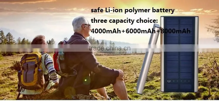 8000mah factory supply hiking solar charging external mobile battery for digital product series