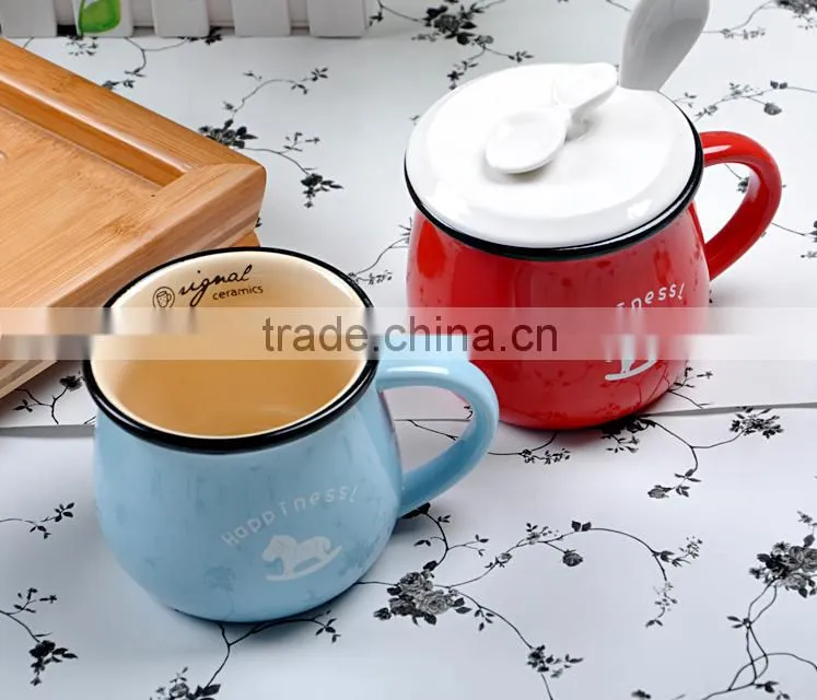 promotional custom colorful ceramic mugs with C-handle