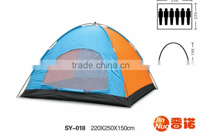 6 person single layer one door camping tent