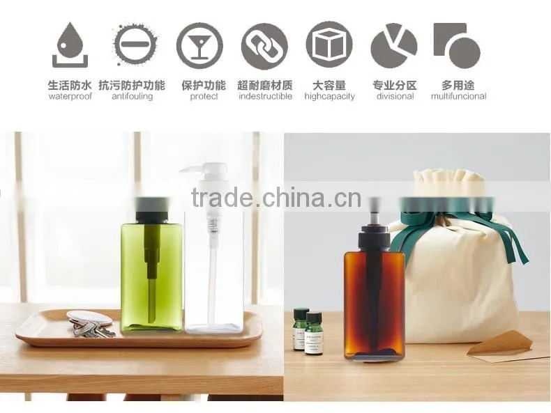 HDPE square round plasic empty Body lotion shampoo bottle /Shower Bottle With Pump dispenser spray cap