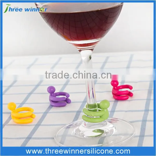 Suction cup wine glass marker silicone Promotional wine markers