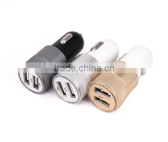 China manufacture 3.1A dual USB car charger with bullet shape usb cigarette car charger, car usb charger