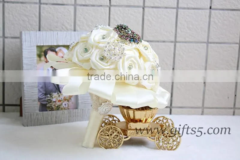 The best Brooch Bouque satin rose wedding flower crystal bouquet jewelry