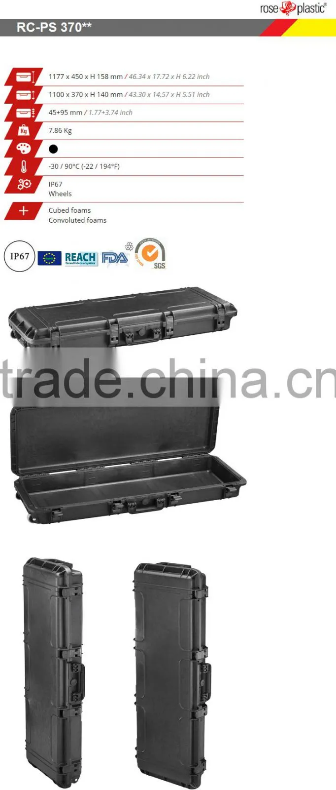 Waterproof equipment case for gun RC-PS 350