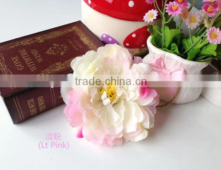 Silk Fabric Artificial Peony Flower Silk Flower Head