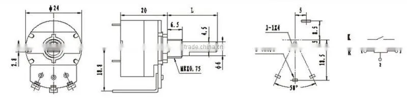 press switch for potentiometers
