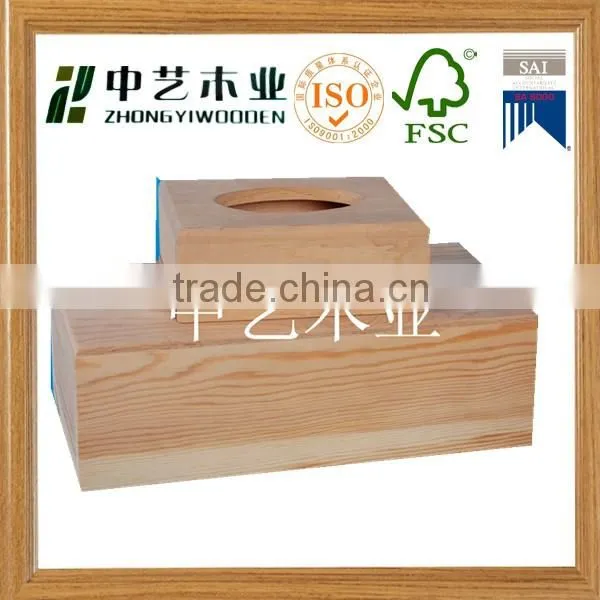 Wooden tissue box holder