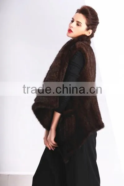 Fashion genuine knitted mink fur vest for women MV01