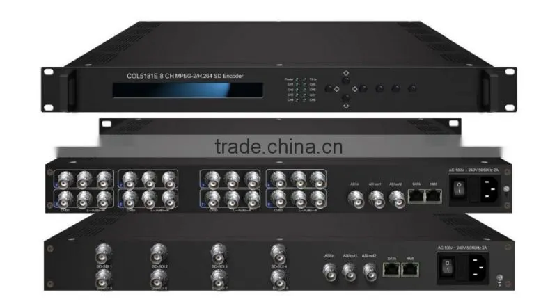 DTV head-end 8 channel CVBS/SDI mpeg-2/h.264 iptv encoder,h 264 sd video encoder COL5181E