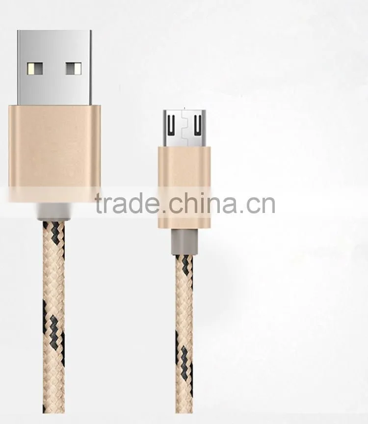 hot sale charging cable for smartphone USB cable with nylon braid micro USB cable