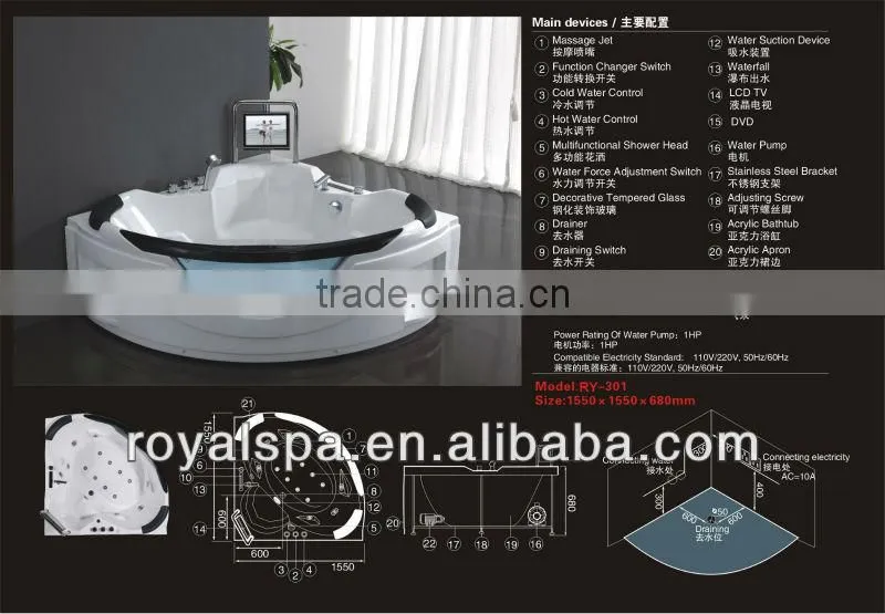 freestanding hydromassage bathtub