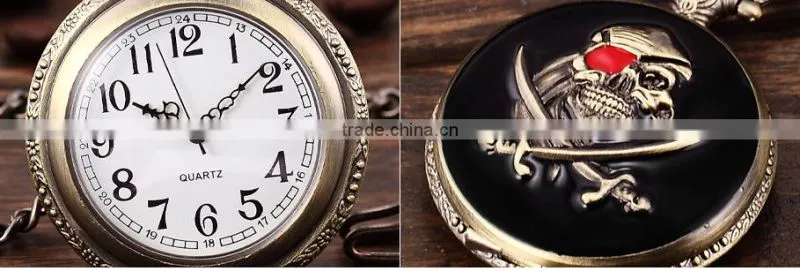 Stylish Pirate Analog Quartz Pendant Mens Pocket Watch