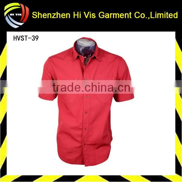 Wholesale Red mens formal shirts double pocket shirts, man shirt