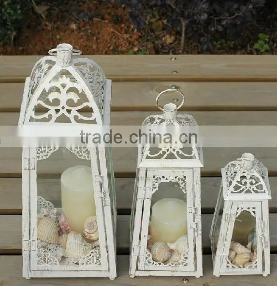 different size vintage wedding iron lantern candle holders