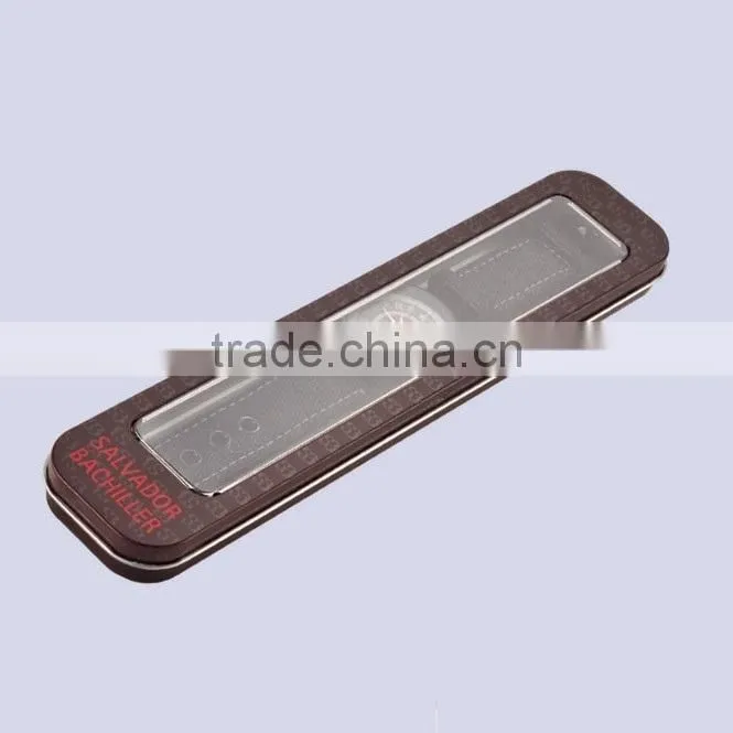 rectangular watch tin box with PVC window