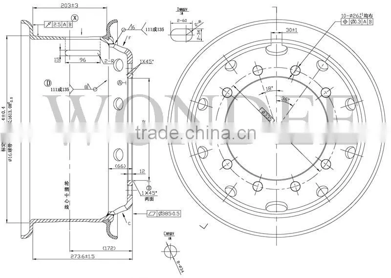 China Factory 8.00-20 Truck Steel Wheel