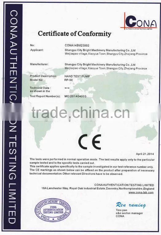 universal used manual hydraulic pump for testing pipe pressure shangyu Factory RP-50