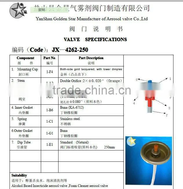 aerosol shaving foam spray valve and actuator