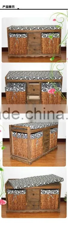 HOT Mocha-color europe import wood shoe stool living room furniture from china