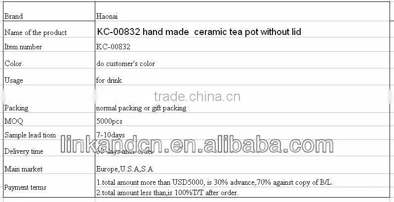 KC-00832 hand made ceramic tea pot without lid