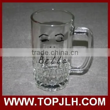 High quality custom logo printed glass beer mug for sublimation