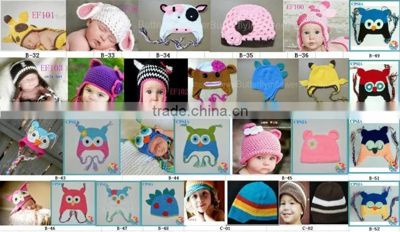Shocking pink lovely baby crochet hat with flowers New style In stock