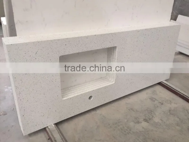 US Hotel Project Bathroom Quartz Stone Vanity Top