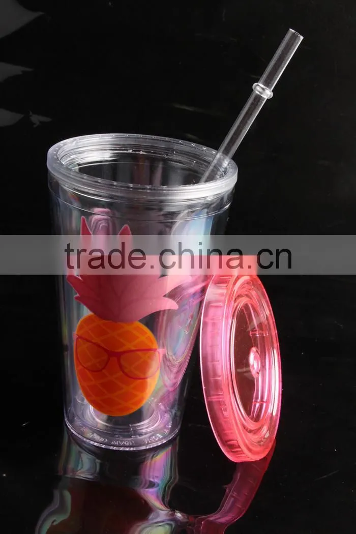 with lid and straw bpa free single wall clear plastic tumbler
