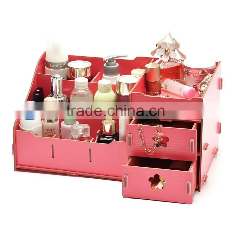 The desktop wooden makeup box Korean DIY cosmetics containing wood cosmetic organizer