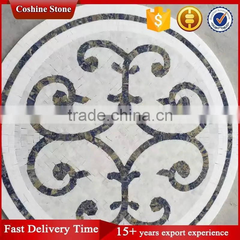 Round shaped natural stone carrara white marble mosaic pattern