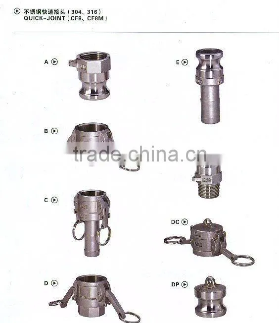 Stainless Steel flexible hose cam & groove couplings quick fittings