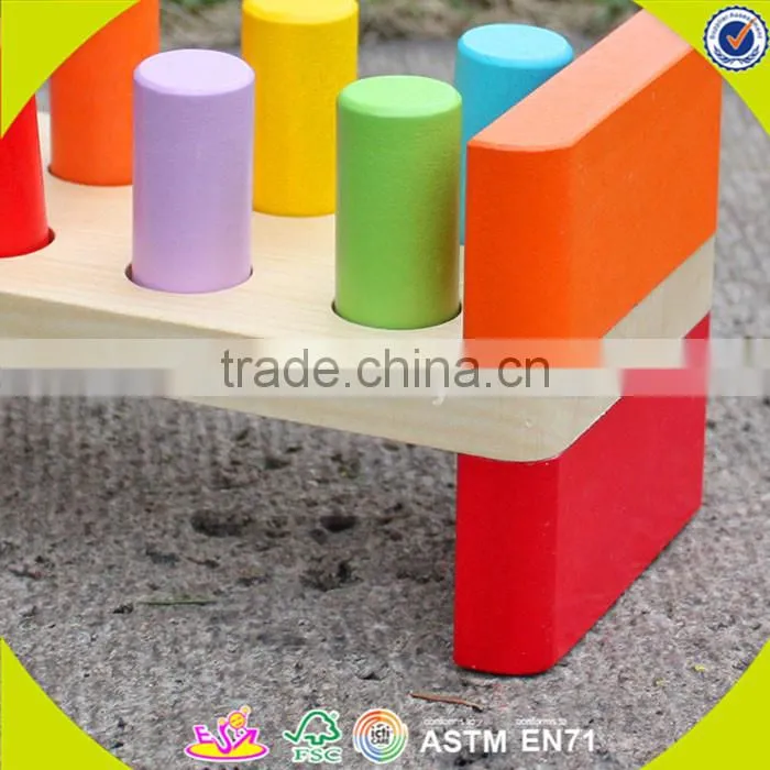 wholesale educational Wooden colorful knocking toy, intelligence knocking toy,wooden pounding bench toddler toy W11G018