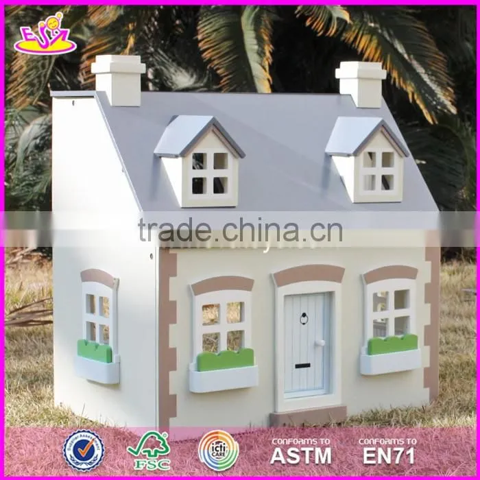2017 New design children solid wood victorian dolls house W06A236