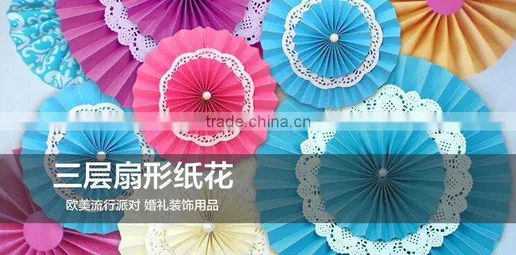 Colorful Wedding Party Decorations paper honeycomb fan wholesale