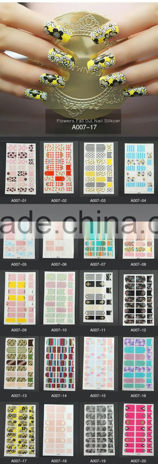 Customzied 2D type full cover self-adhensive nail art sticker