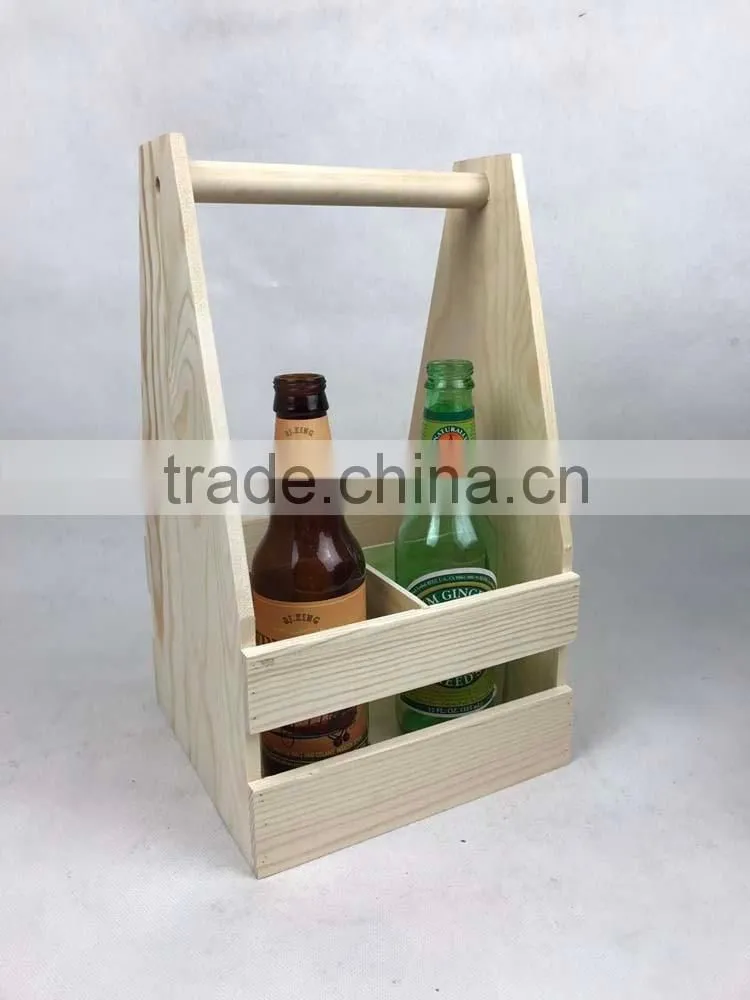Portable removable beer wine bottle wooden crate